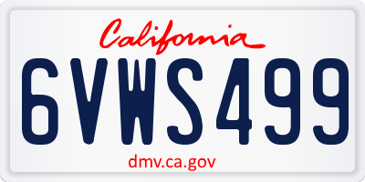 CA license plate 6VWS499