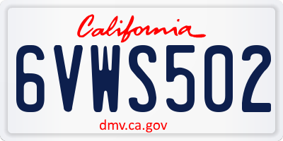 CA license plate 6VWS502