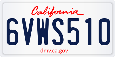 CA license plate 6VWS510