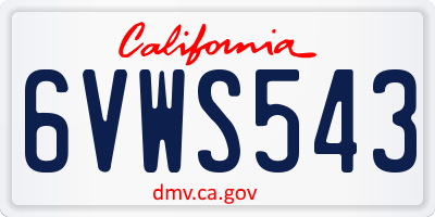 CA license plate 6VWS543
