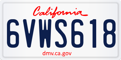 CA license plate 6VWS618