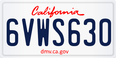CA license plate 6VWS630