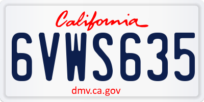 CA license plate 6VWS635