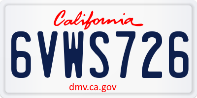 CA license plate 6VWS726
