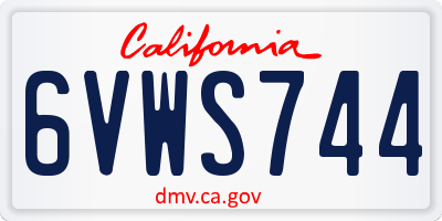 CA license plate 6VWS744