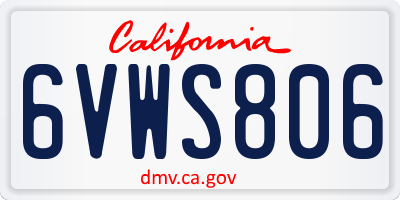 CA license plate 6VWS806