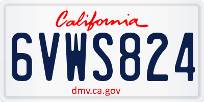 CA license plate 6VWS824
