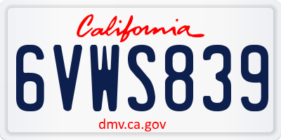 CA license plate 6VWS839