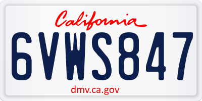 CA license plate 6VWS847
