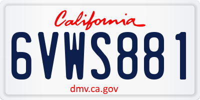 CA license plate 6VWS881