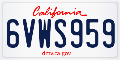CA license plate 6VWS959