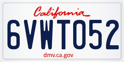 CA license plate 6VWT052