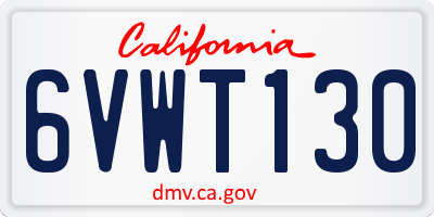 CA license plate 6VWT130