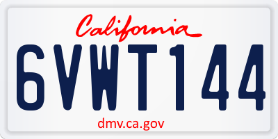 CA license plate 6VWT144