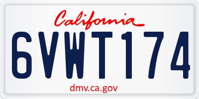 CA license plate 6VWT174