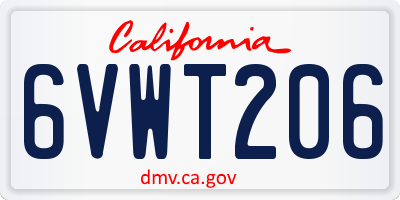 CA license plate 6VWT206