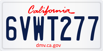 CA license plate 6VWT277