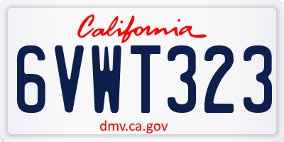 CA license plate 6VWT323