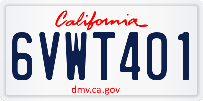 CA license plate 6VWT401