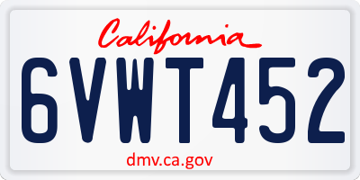 CA license plate 6VWT452
