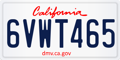 CA license plate 6VWT465