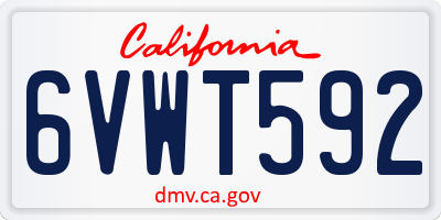 CA license plate 6VWT592