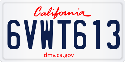 CA license plate 6VWT613