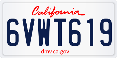 CA license plate 6VWT619