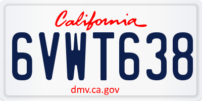 CA license plate 6VWT638