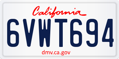 CA license plate 6VWT694