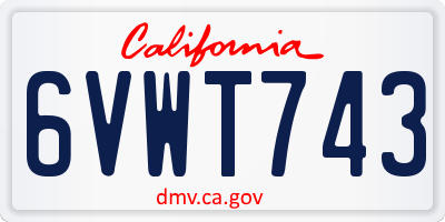 CA license plate 6VWT743