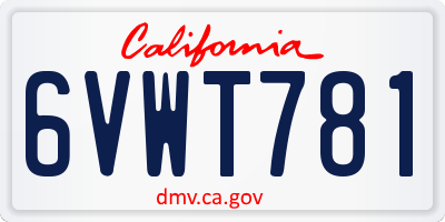CA license plate 6VWT781