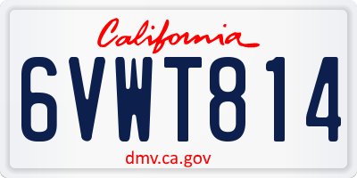 CA license plate 6VWT814