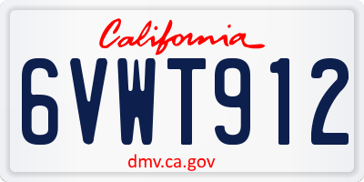 CA license plate 6VWT912