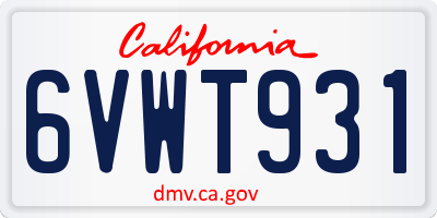 CA license plate 6VWT931