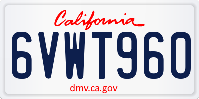 CA license plate 6VWT960