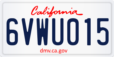 CA license plate 6VWU015