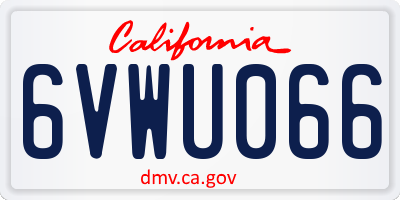 CA license plate 6VWU066