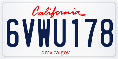 CA license plate 6VWU178