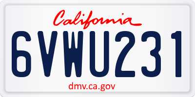 CA license plate 6VWU231