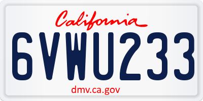 CA license plate 6VWU233