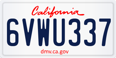 CA license plate 6VWU337