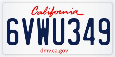 CA license plate 6VWU349