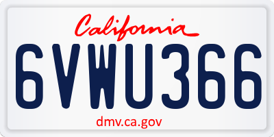 CA license plate 6VWU366