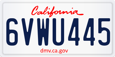 CA license plate 6VWU445