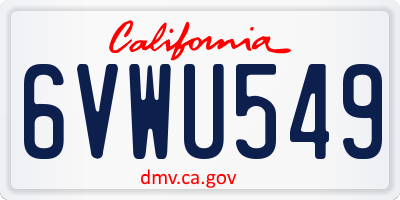 CA license plate 6VWU549