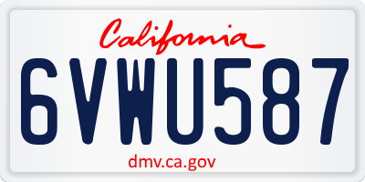 CA license plate 6VWU587
