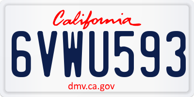 CA license plate 6VWU593