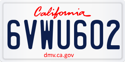 CA license plate 6VWU602