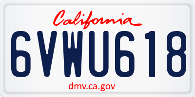 CA license plate 6VWU618
